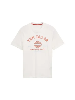 Tom Tailor - T-Shirt mit Logo-Print off white - Gr. - XL