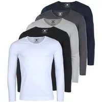 Young & Rich Langarmshirt Herren Uni Basic Longsleeve V-Ausschnitt Unterziehshirt 2001 5er Pack (5er-Pack, 5-tlg., 5er-Pack) V-Ausschnitt unifarben langarm slim fit
