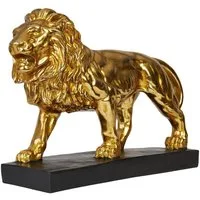Hansmeier Skulptur Deko Skulptur Löwe, Gold & Silber, 43 x 28 x 13 cm, Deko Statue