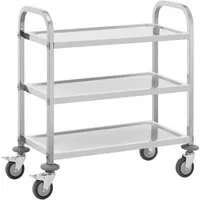Royal Catering Servierwagen 3 Borde Küchenwagen Rollwagen Lenkrollen 2 Bremsen Edelstahl Gastro