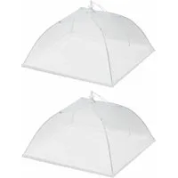 WESTMARK Fliegenhaube 2 Speisen-Abdeckhauben, Zusammenfaltbar, 34 x 34 cm, Kunststoff, Weiß