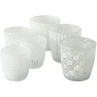 BOLTZE GRUPPE GmbH Teelichthalter Teelichthalter Glas lackiert weiß matt H 7 - 9 cm 6er Set (3x2erSet)