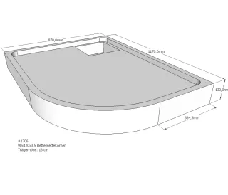 Neuesbad Wannenträger für Bette Corner 90x120x3,5 Viertelkreis SD22770