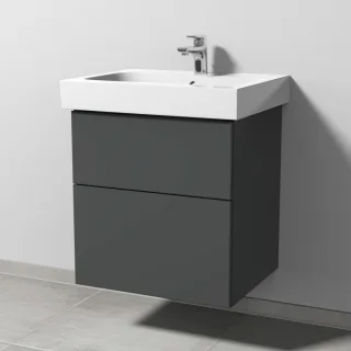 Sanipa 3way Waschtischunterbau zu Geberit iCon Waschtisch mit 2 Auszügen, Anthrazit-Matt SM65022