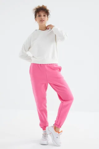 Hochtaillierte Fleece-Jogginghose für Damen