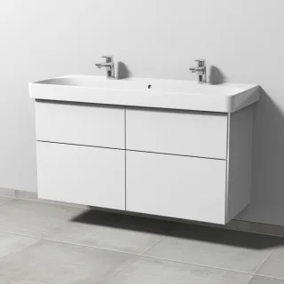 Sanipa 3way Waschtischunterbau zu Geberit Smyle Square Waschtisch mit 4 Auszügen, Weiß-Soft BR67343