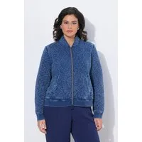 Ulla Popken Sommerjacke Stepp-Blouson Indigo-Färbung Stehkragen Langarm