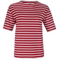 modAS Kurzarmshirt Damen Bretonisches T-Shirt Streifenshirt 2600D mit U-Boot-Ausschnitt Shirt Baumwolle, Maritimer Ringellook, Leicht überschnittene Ärmel