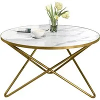 HOLTICO Couchtisch Runder Beistelltisch Wohnzimmertisch Sofatisch (1-St), Pflanzentisch Outdoor mit Marmormuster