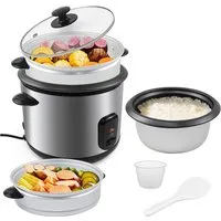 OZAVO Reiskocher OZSRC-22 2.2L Warmhaltefunktion Mit Dampfkorb, Löffel und Messbecher, 900 W, Dampfgarer Schnellkochtopf Warmhaltefunktion Kochtopf Hitzeschutz