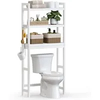 SONGMICS Badregal Badezimmerregal Toilettenregal, 3-stöckiges Badregal Bambus, verstellbar