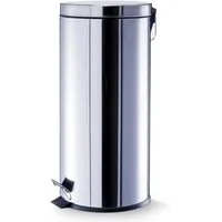 Dekoleidenschaft Mülleimer Edelstahl silber, 30L Treteimer Ø 29x66 cm, Abfalleimer mit Inneneimer, Deckel und Fußpedal für Küche, Bad oder Büro