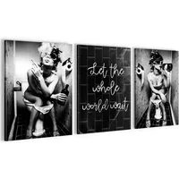 Novart Wandbild Wandbilder Set Frau im Badezimmer Lustige Toiletten Bilder, Frauen
