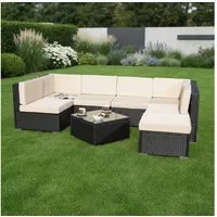 Mucola Gartenlounge-Set Lounge Gartenmöbel Set Sitzgruppe Polyrattan Gartenlounge Gartenmöbel, (Set, 1x Mehrteiliger Sofa 1x Ottomane 1x Tisch), Kissen inkl. Reißverschluss, daher abnehm- und waschbar