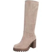 Ital-Design Kniehohe Damenstiefel mit stabilem Absatz für Herbst/Winter High-Heel-Stiefel (90109881) Blockabsatz Stiefel in Hellbraun