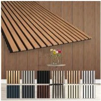 Hexim Wanddekoobjekt AP09 (Akustikpaneele 2 Stück 278x60cm Holz Comfort - flexible Lamellenwand MDF Wandpaneele Lamellenverkleidung Wandverkleidung schalldämmend 3.34m² Teak)