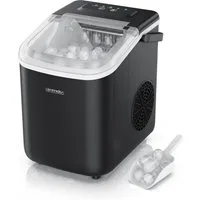 Arendo Eiswürfelmaschine Ice Maker Eiswürfelbereiter, max. 12kg Eiswürfe pro Tag, 1,1L Behälter, Eiswürfelautomat 2 Bullet-Größen, Sichtfenster, Tragegriff, doppelwand
