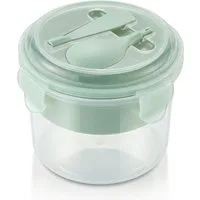 Arendo Lunchbox Snackbecher mit Besteck (Löffel), Müslibecher für unterwegs, 500ml, Kunststoff, (Set, 4-tlg., inkl. Trenneinsatz und Löffel), Auslaufsicher, mikrowellen & spülmaschinengeeignet, BPA-frei, To-Go