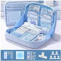FOUORTUNATE-BEE Federmäppchen 12-teiliges lila Schreibwaren-Set – ideales Geschenk zum Schulstart, Lernset für Schule und Büro – komplette Ausstattung für den Alltag