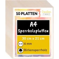 Creative Deco Bastelnaturmaterial Sperrholzplatte 6mm Birkensperrholz Dünne Holz-Zuschnitte, (10-tlg)
