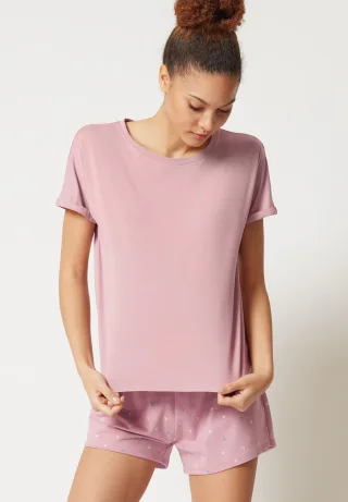 SKINY - Skiny Damen Shirt kurzarm Night In Mix & Match rose smoke - Gr. - 36
