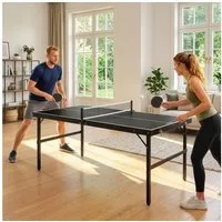 SPORTNOW Mini-Tischtennisplatte Freizeittisch für Zuhause (Tischtennis Set, 1-tlg., Tennistisch), Spiel für Zuhause Aluminium schwarz
