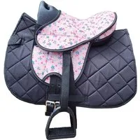 Brama-West Vielseitigkeitssattel Kinder Sattelset "My happy Pony" - Flower Sonder Edition, Geeignet für Holzpferd/Pferdebauchumfang von 120 cm bis 145 cm
