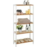SONGMICS Badregal Badezimmerregal, Küchenregal, für Bad, Wohnzimmer, Flur, Küche, Schuhregal mit 5 Ebenen, Standregal aus Bambus, 26 x 60 x 130 cm