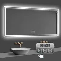 duschspa Badspiegel LED Beleuchtung Kalt/Neutral/Warmweiß Dimmbar Beschlagfrei, Bluetooth