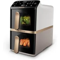 Philips Heißluftfritteuse NA462/80 4000 Series Stacked Dual Basket und 10L Kapazität (5+5L), 2750 W, RapidAir Technologie, Schwarz/Dunkelgrau, kupfer Griff