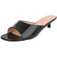 Ital-Design Damen Pantolette mit Kitten Heel und offenem Design Pantolette (91895718) Pfennig-/Stilettoabsatz Pantoletten in Schwarz