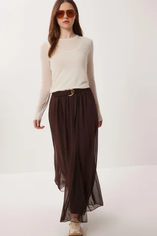 Hoch taillierter Maxi-Rock aus Chiffon