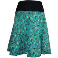 dunkle design A-Linien-Rock Sommer Sweat Schwarz Rot Pink Bunt 57cm elastischer Bund