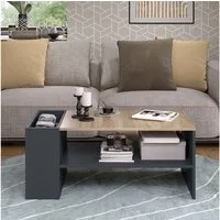 Vicco Couchtisch Wido, Anthrazit/Sonoma, 100 x 55 cm mit Regalen (1-St)
