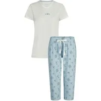 By Louise Schlafanzug Sleep Chic (Set, 2 tlg., 2-teilig) Damen Pyjama Caprihose Kurzarm Baumwolle Sommer
