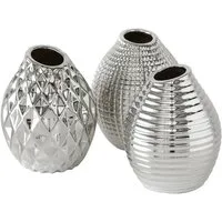 BOLTZE GRUPPE GmbH Tischvase Vase Celly Keramik silber lasiert H.13 cm 3er Set
