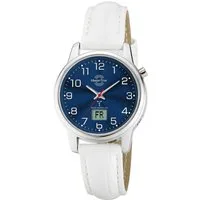 MASTER TIME Funkuhr Lady Line MTLA-101000-32L, Quarzuhr, Armbanduhr, Damenuhr, Lederarmband, analog, digital