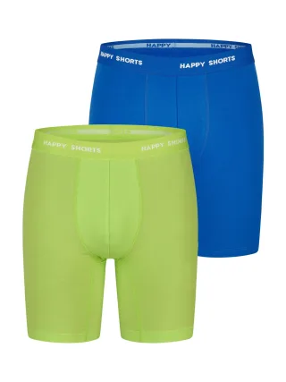 Happy Shorts Herren Retro Boxer Neon Long 2-Pack Retroshorts, Vintage Boxer,