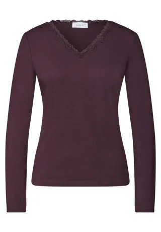 Street One - Langarmshirt mit Spitze violet - Gr. - 34