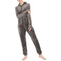 Basisstoff Jumpsuit Kitten Damen Jumpsuit Teddy Fleece Einteiler Overall