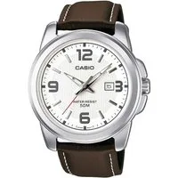 CASIO TIMELESS COLLECTION Quarzuhr MTP-1314PL-7AVEF, Armbanduhr, Herrenuhr, analog, Datum, Lederarmband