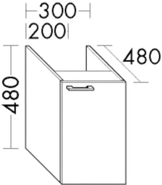 Burgbad Unterschrank Sys30 PG4 Sana 480x300x480 Dunkelgrau Hochglanz, WUYJ030RF3365 WUYJ030RF3365