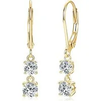Jumpeak Paar Ohrstecker Diamantohrringe, Ohrringe mit zwei Diamanten,585er Gold,0.25 ct/0.4 ct, Geburtstagsgeschenk, Geschenk zum Frauentag, Geschenk zum Valentinstag
