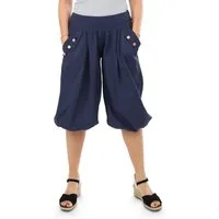 malito more than fashion Haremshose malito Damen Pumphose Capri Holzzierknöpfe 23286H kurze Sommer Pumphose in Unifarben Einheitsgröße
