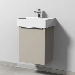 Sanipa 3way Waschtischunterbau zu Duravit Dura Square Waschtisch mit 1 Tür, Kaschmir-Matt UP4241U