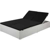 vidaXL Gartenliege Sonnenliege mit Auflage Poly Rattan Schwarz