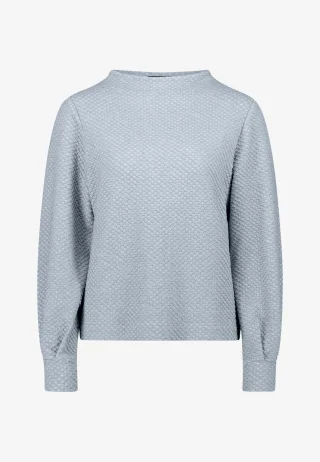 zero - Sweatshirt strukturiert Stehkragen Light Blue Melange - Gr. - 40