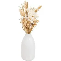 Kunstpflanze Getrocknete Blumen in einer weißen Vase, 25 cm Zimmerpflanze, Atmosphera Créateur d'intérieur, Höhe 25 cm