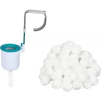 Bestway Skimmer Poolskimmer Starter-Kit mit 500 g Filterbälle, Einhängeskimmer