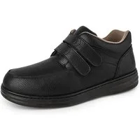 TIESTRA Herren Weite Lederschuhe mit Klettverschluss, Größen 42-46 Klettschuh Bequeme Extra Weite Alltagsschuhe, Rutschfeste Gummisohle